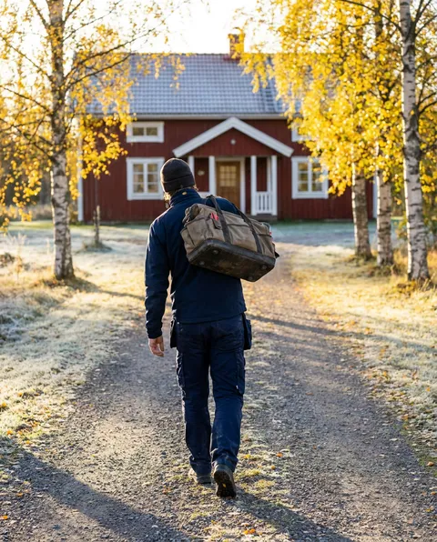 Rörmokare från Pitholms Rör på väg till kund i Piteå
